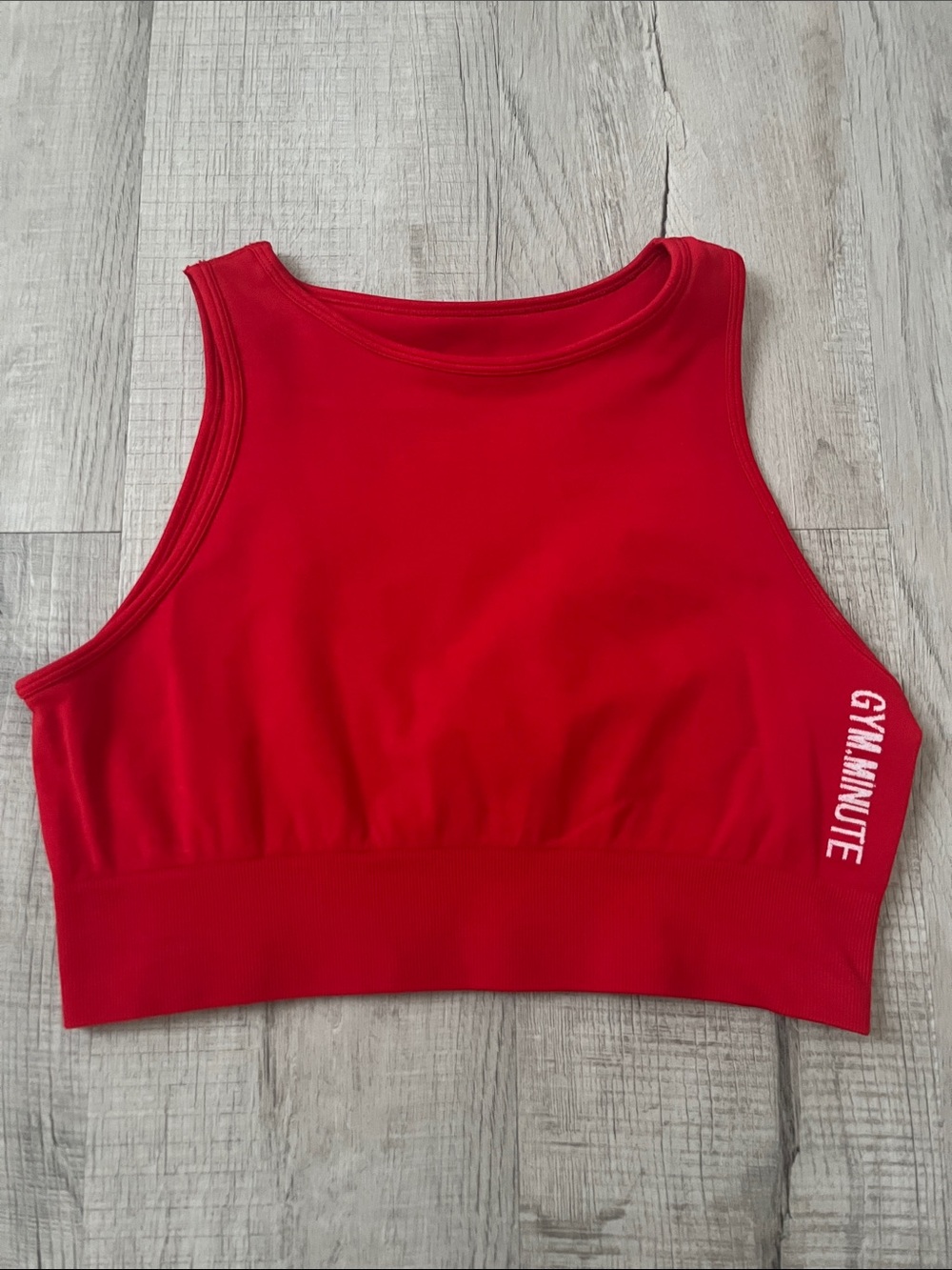 Red Athletic Crop Tank with GYMMINUTE Branding